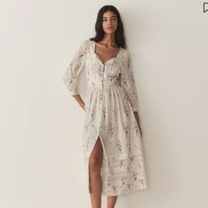 Doen Minta Floral Cream Maxi Dress SZ XS